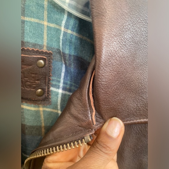 Satchel and Page Limited Run Leather Chocolate Brown Bomber Jacket Sz S - Picture 7 of 12